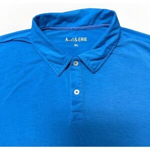 Ash & Erie Polo Shirt Mens XXL Blue Performance‎ Stretch Smart Casual Minimalist